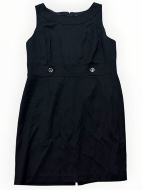 TAHARI Classic Black Sleeveless Sheath Dress Wool Blend Work Party 16 Timeless